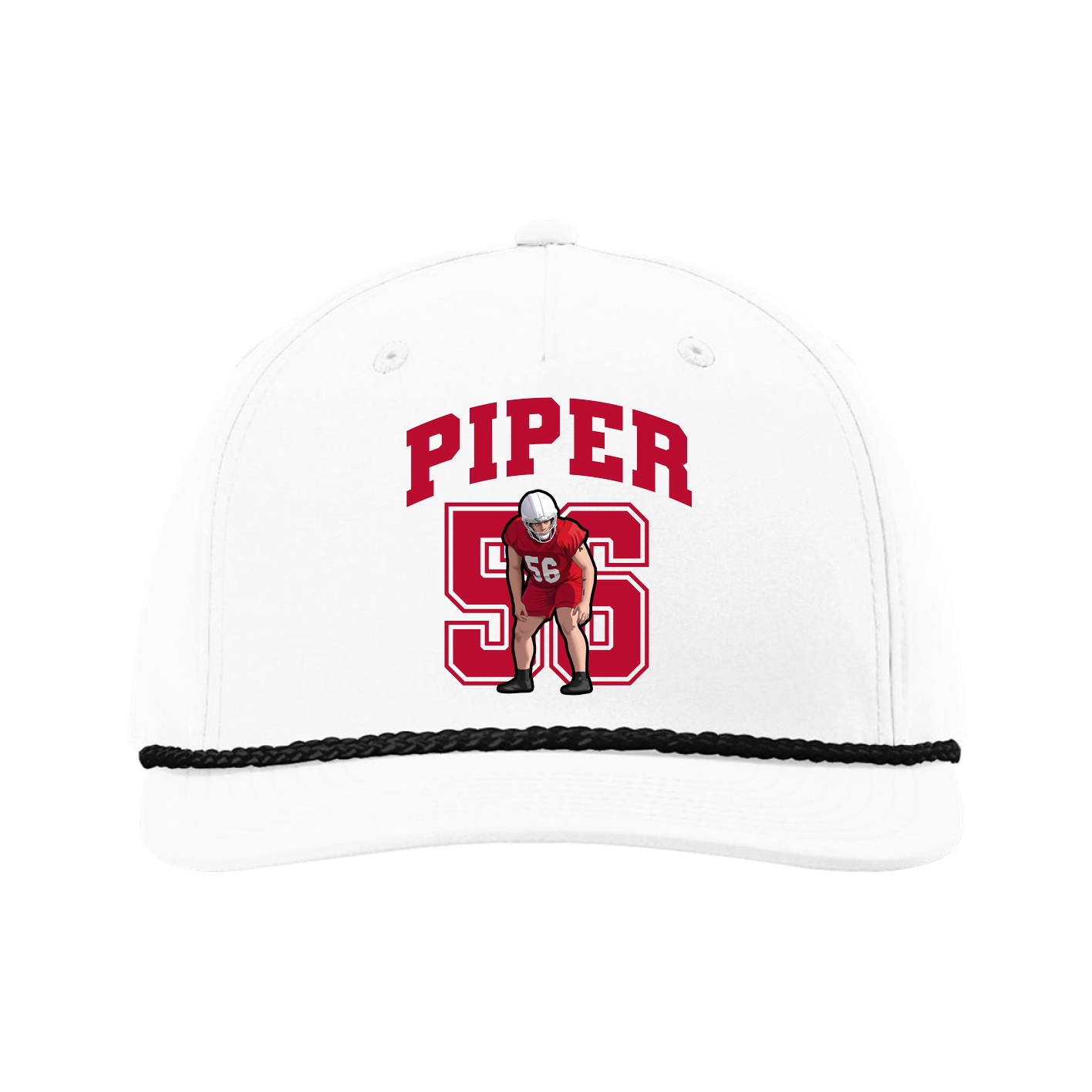 Five-Panel Classic Rope Cap — Number in White
