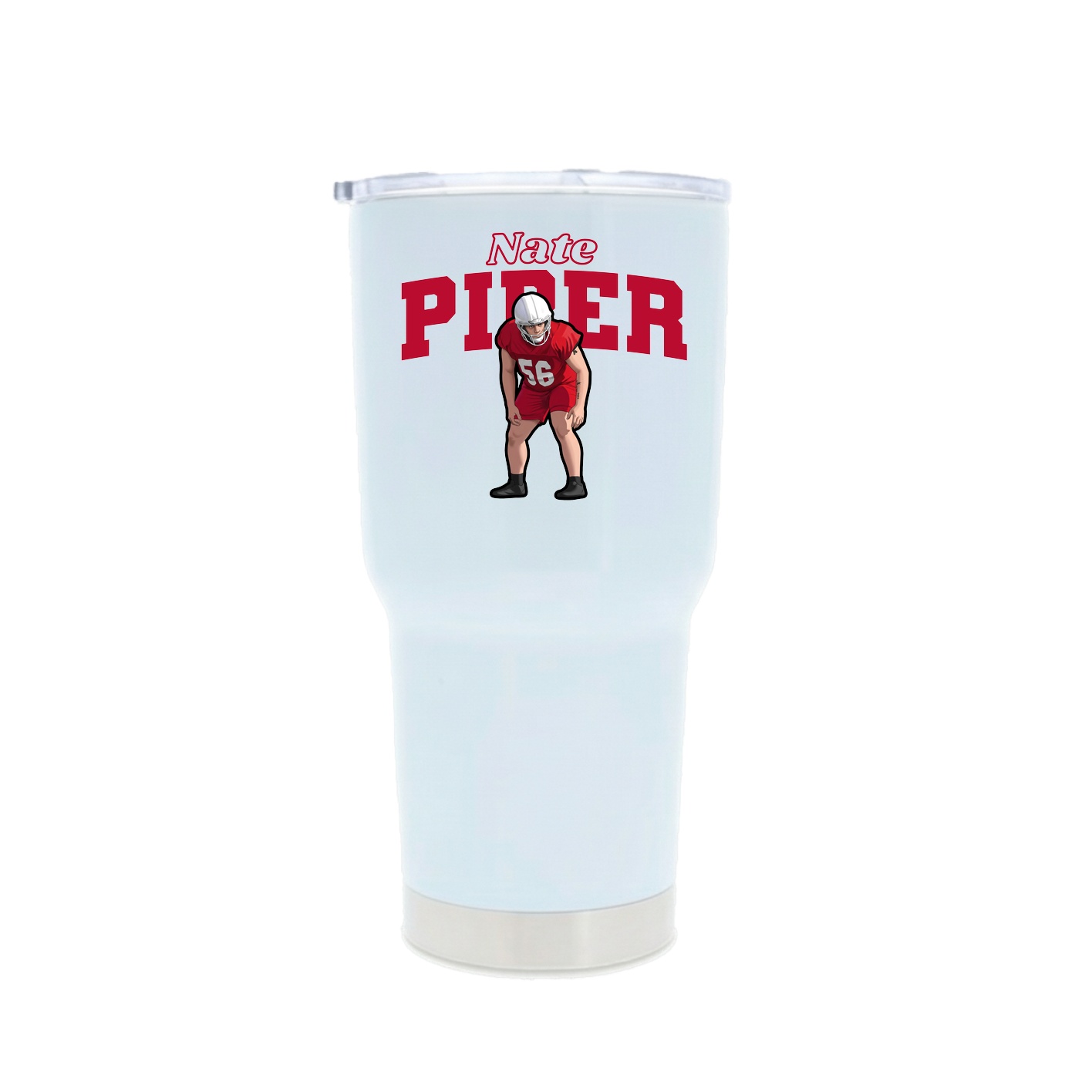 30oz Stainless Steel Tumbler — Name Arch in White