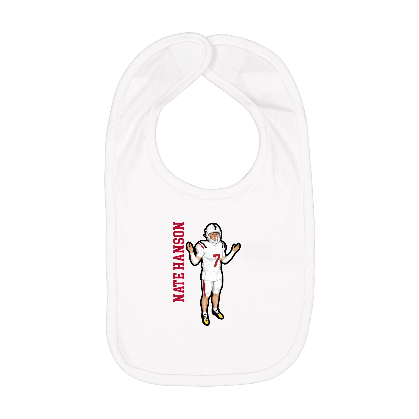 Infant Bib — Name Vertical in White