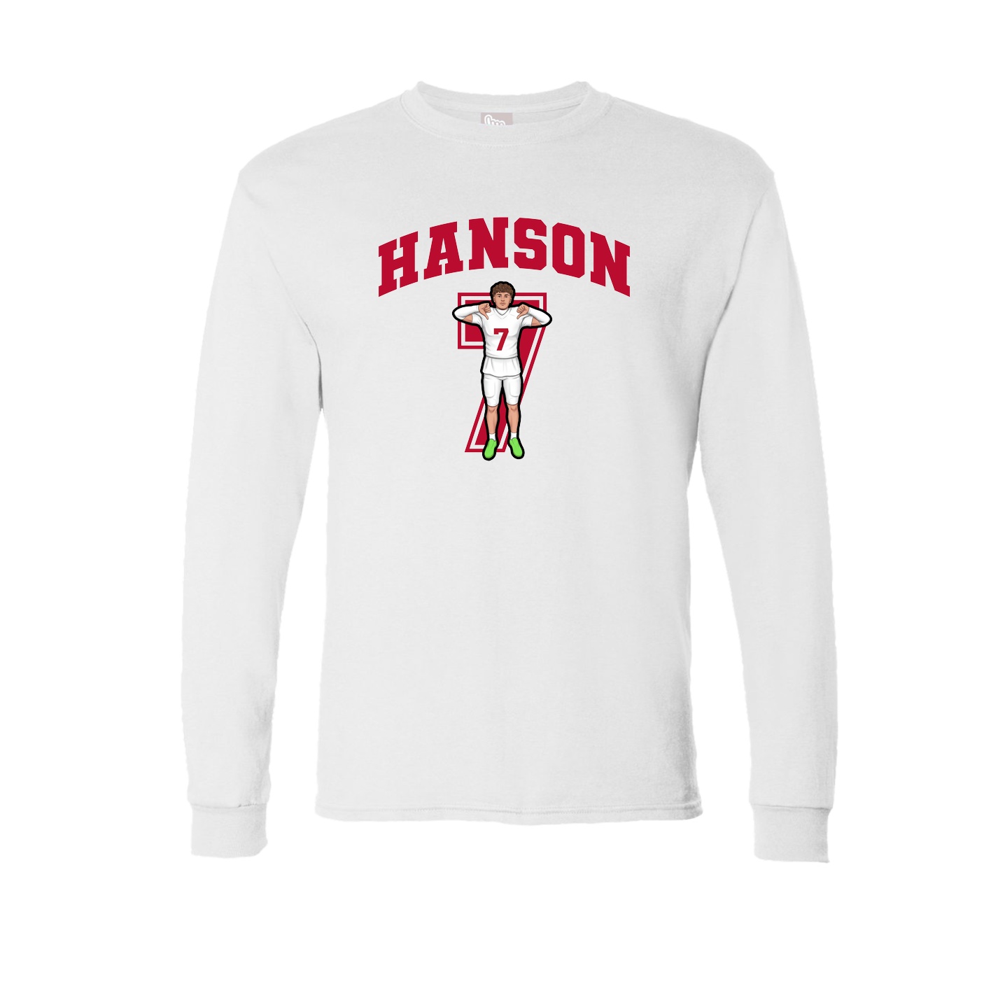Long Sleeve Tee — Number in White