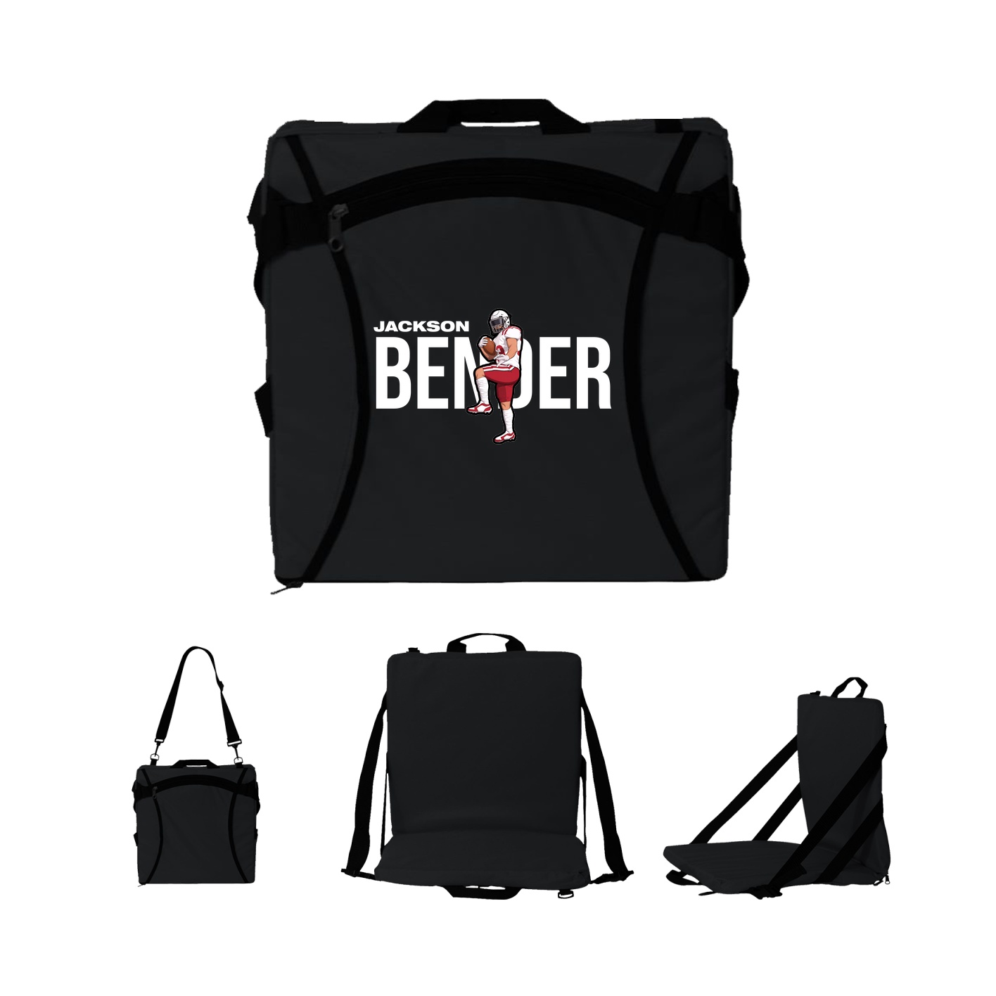 Folding Stadium Seat — Player Name in Black