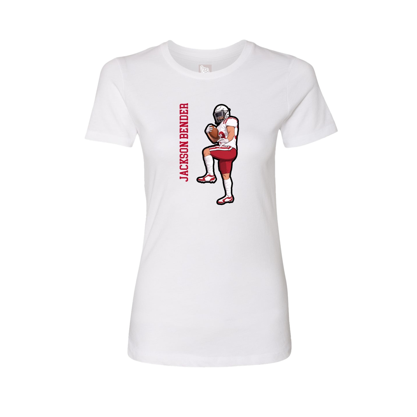 Fitted Women's Tee — Name Vertical in White