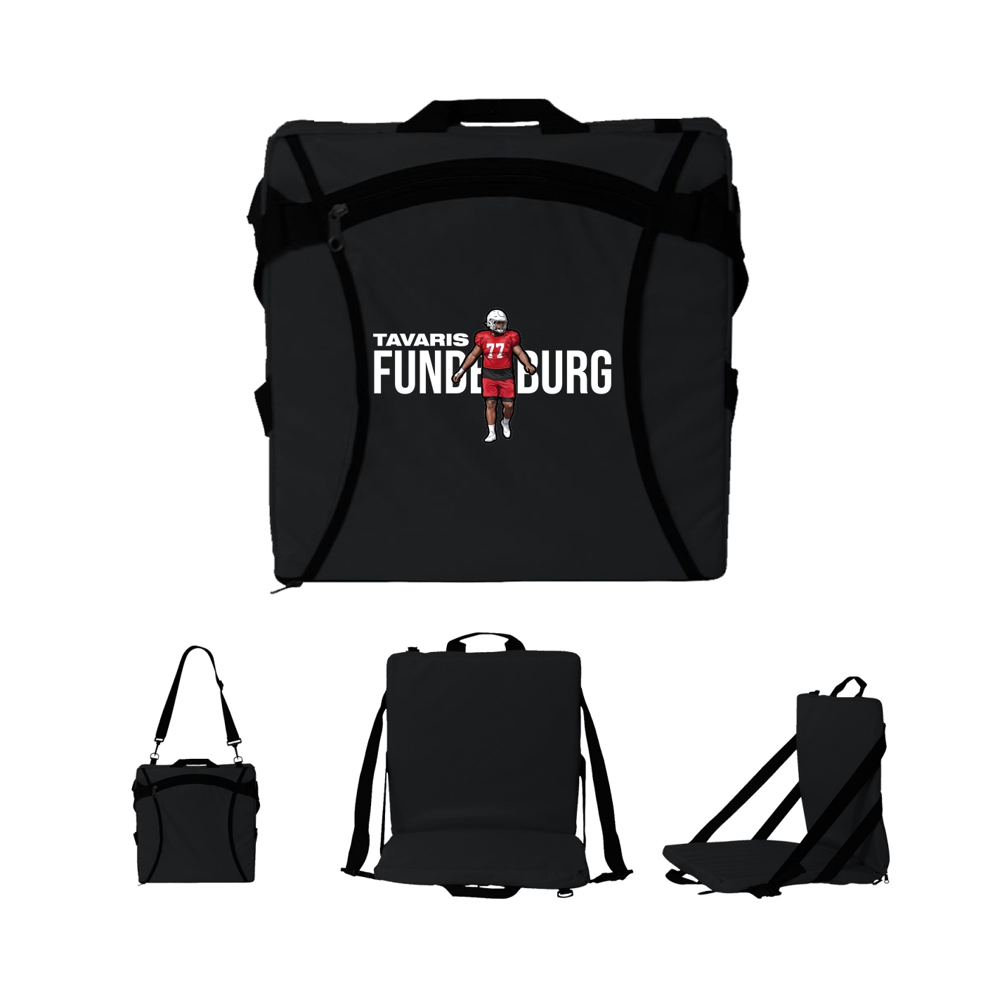 Folding Stadium Seat — Player Name in Black