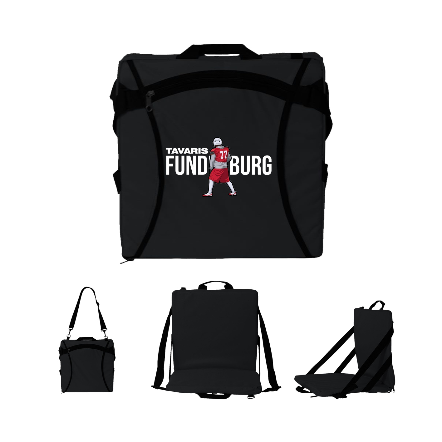 Folding Stadium Seat — Player Name in Black