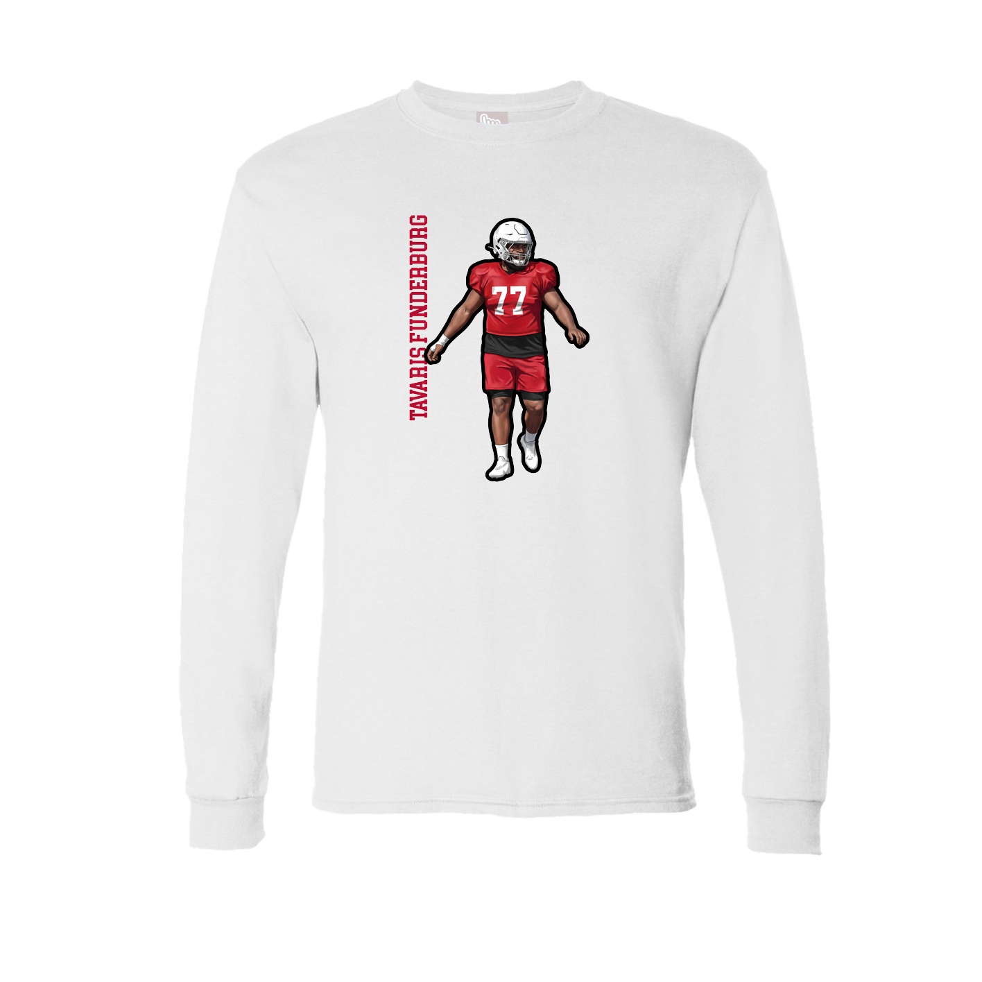 Long Sleeve Tee — Name Vertical in White