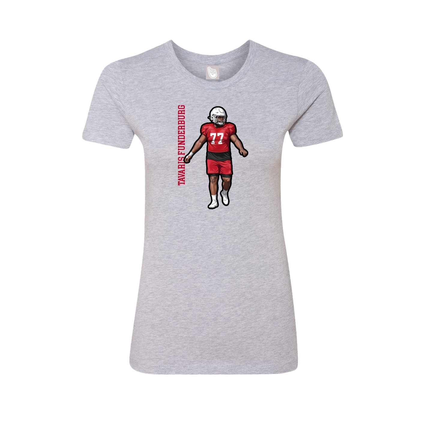 Fitted Women's Tee — Name Vertical in Grey