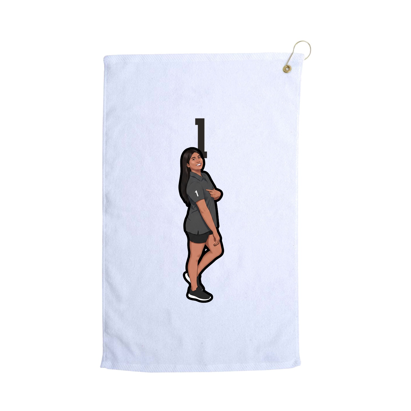 Golf Towel — Number Top in White
