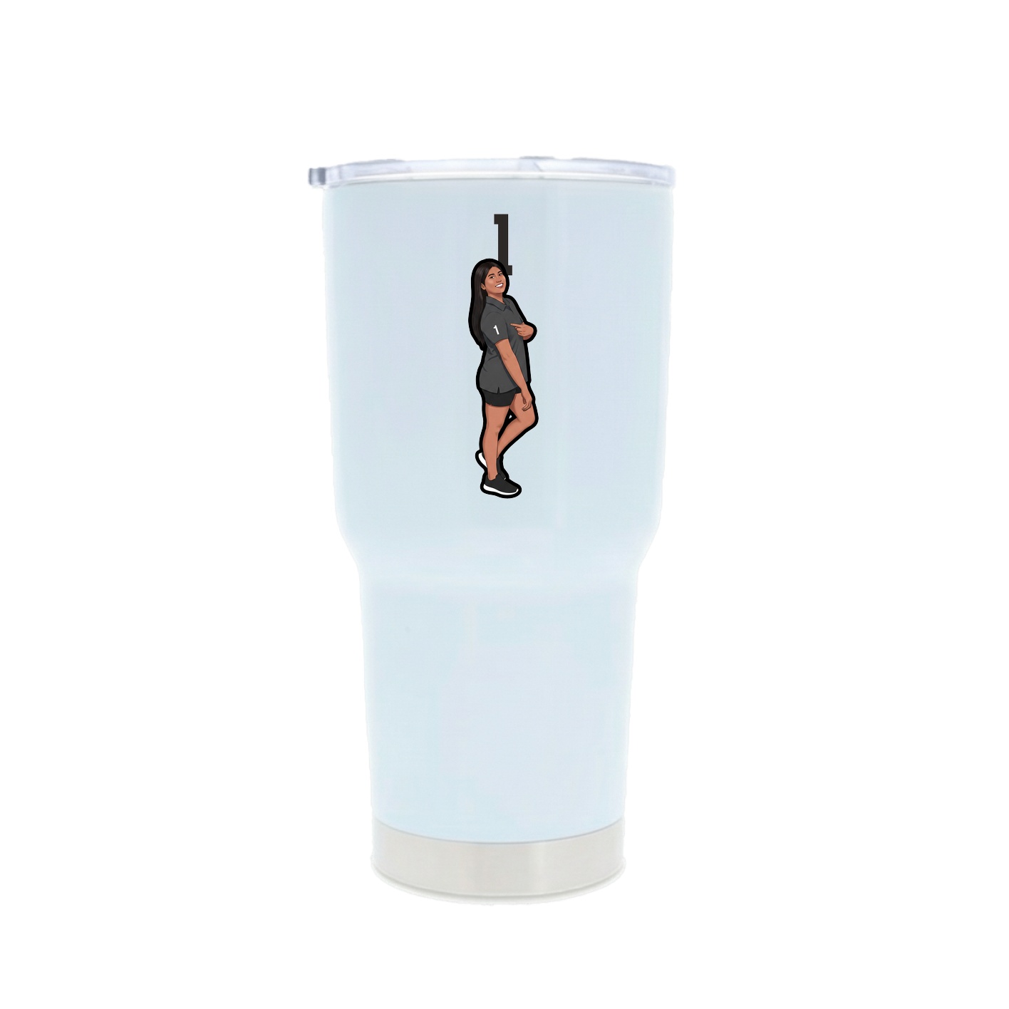 30oz Stainless Steel Tumbler — Number Top in White