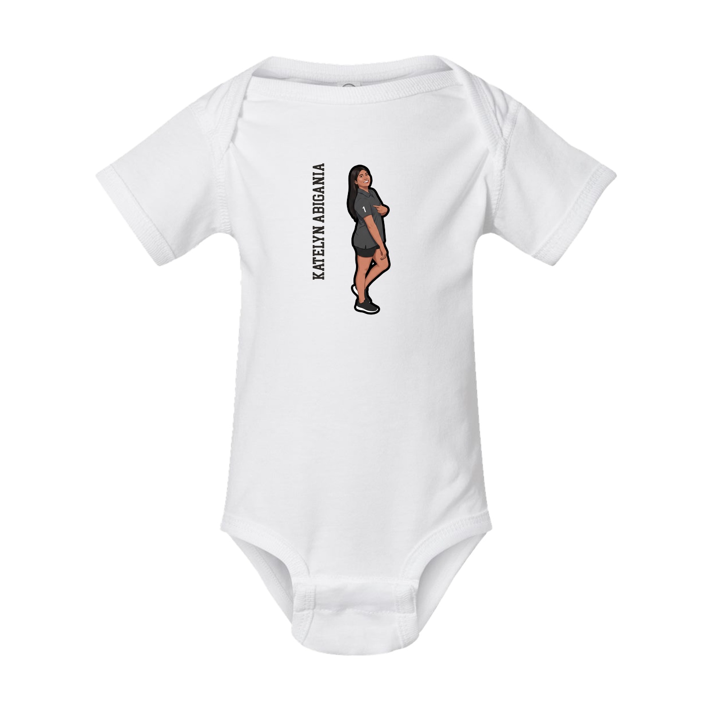Baby Onesie — Name Vertical in White