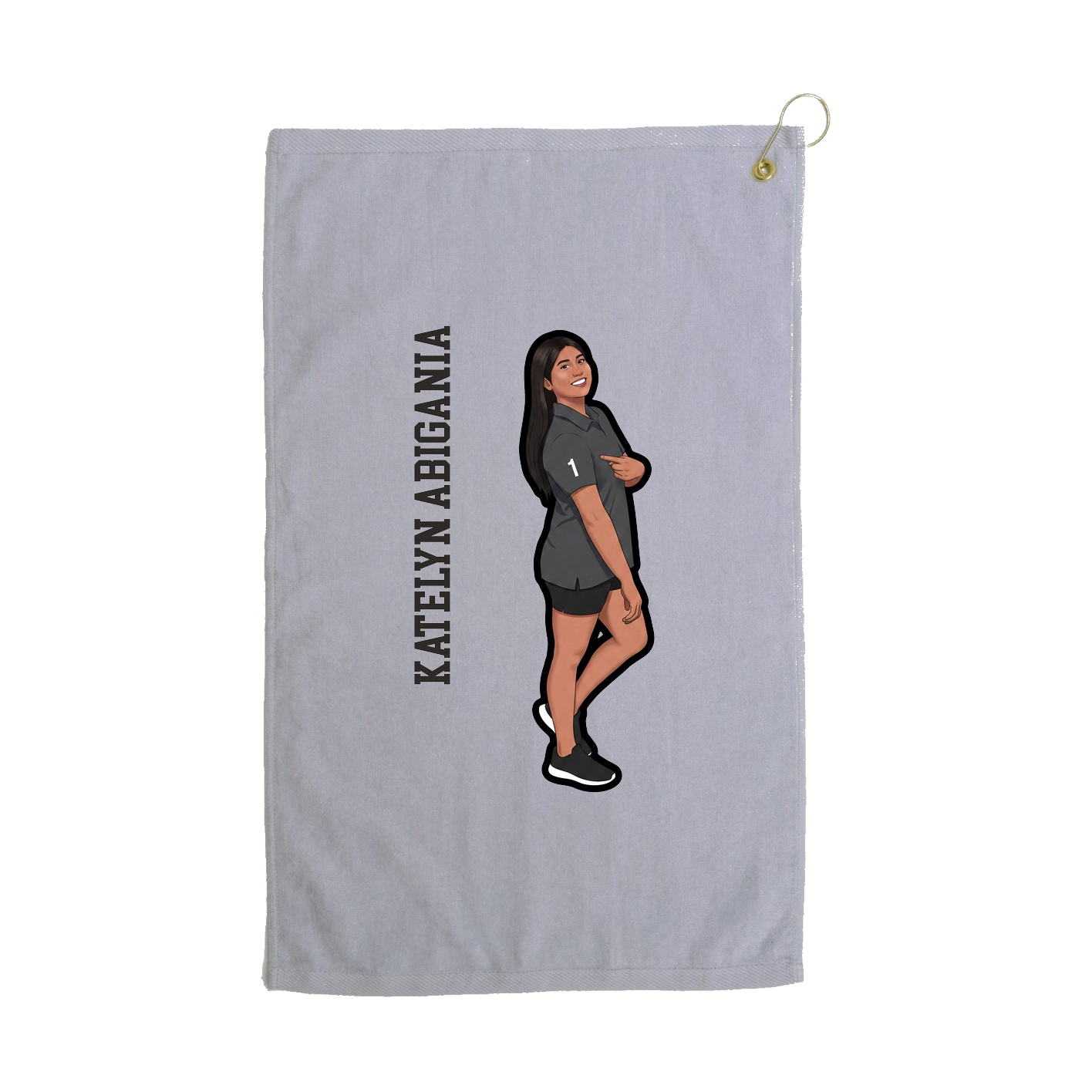 Golf Towel — Name Vertical in Grey