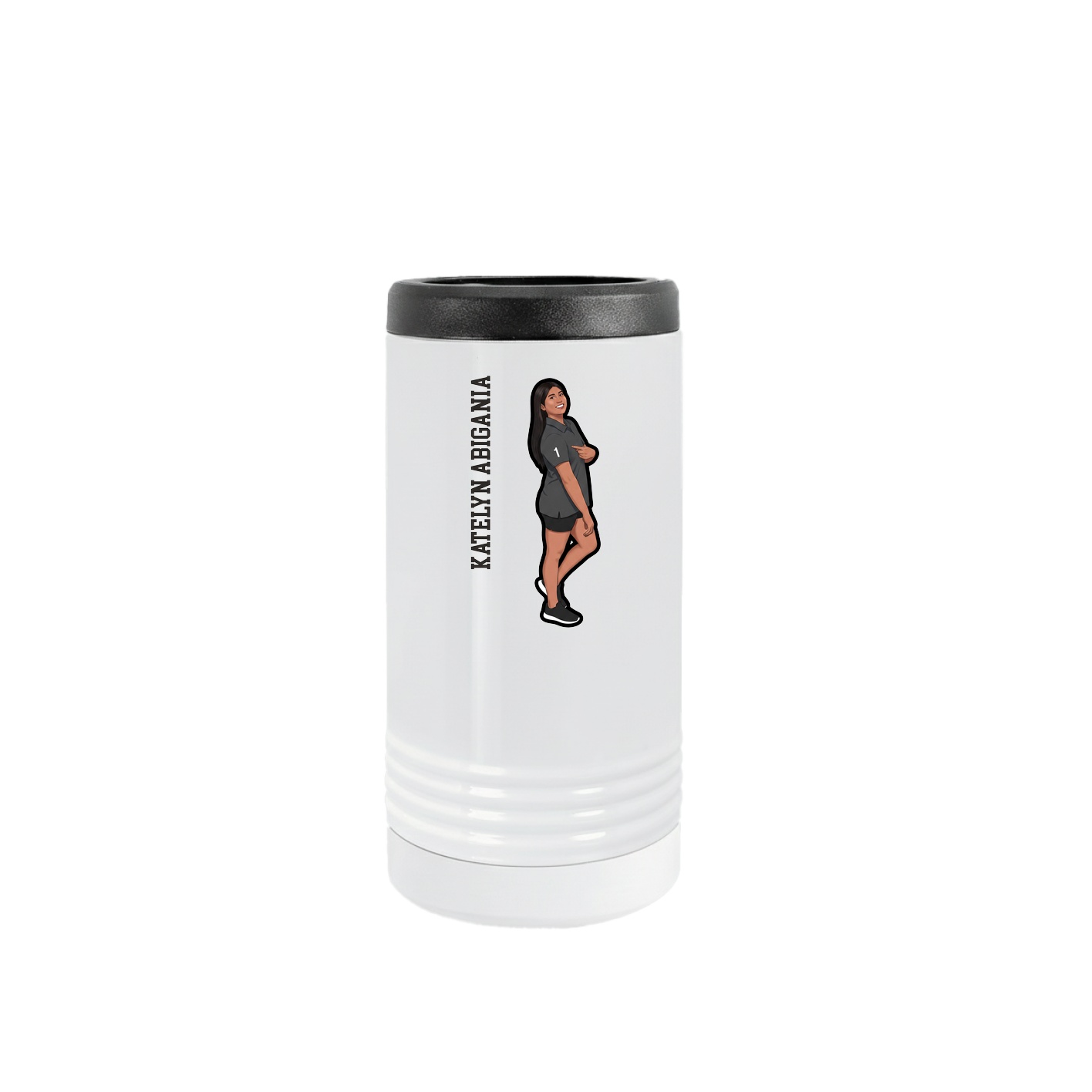 Slim Beverage Holder — Name Vertical in White