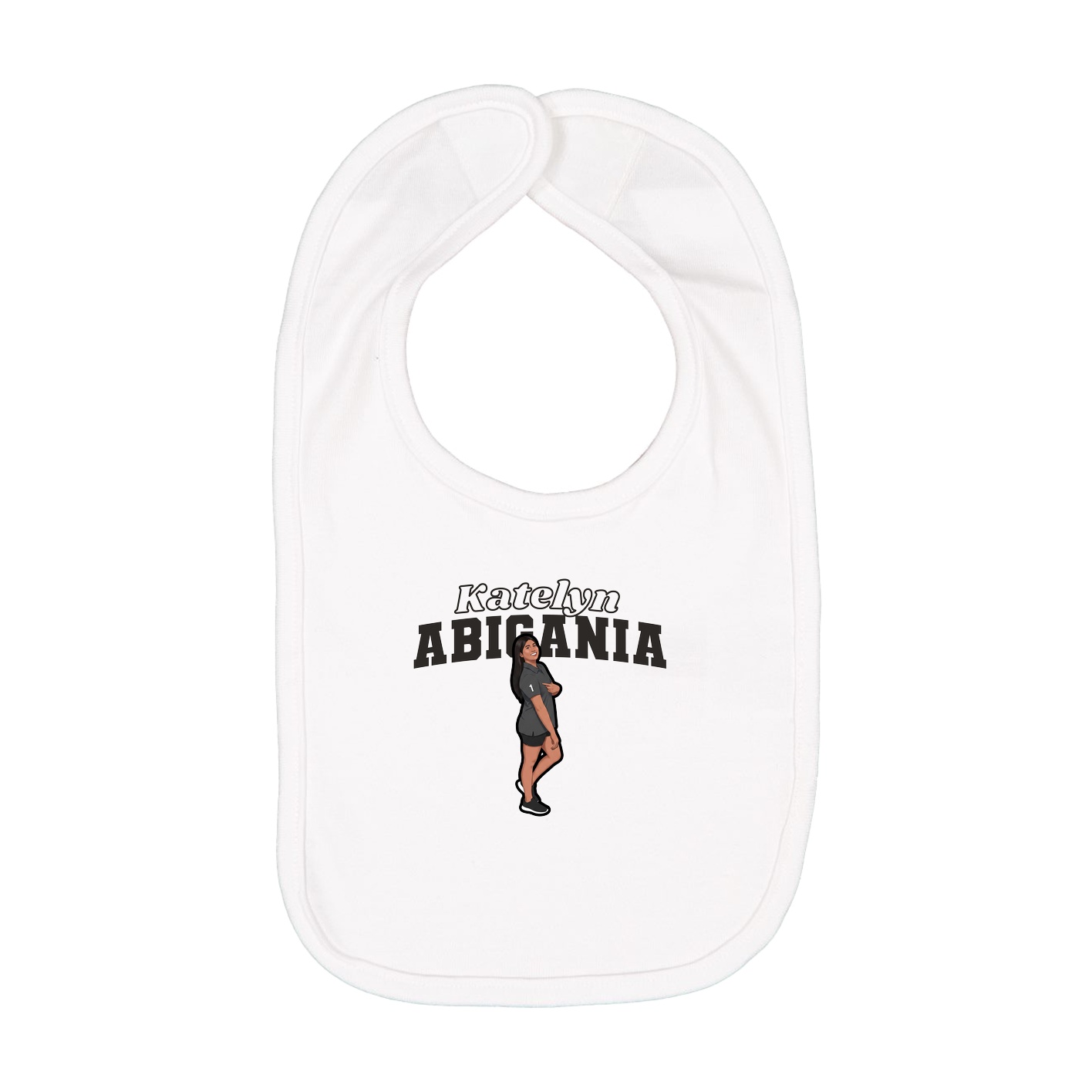 Infant Bib — Name Arch in White