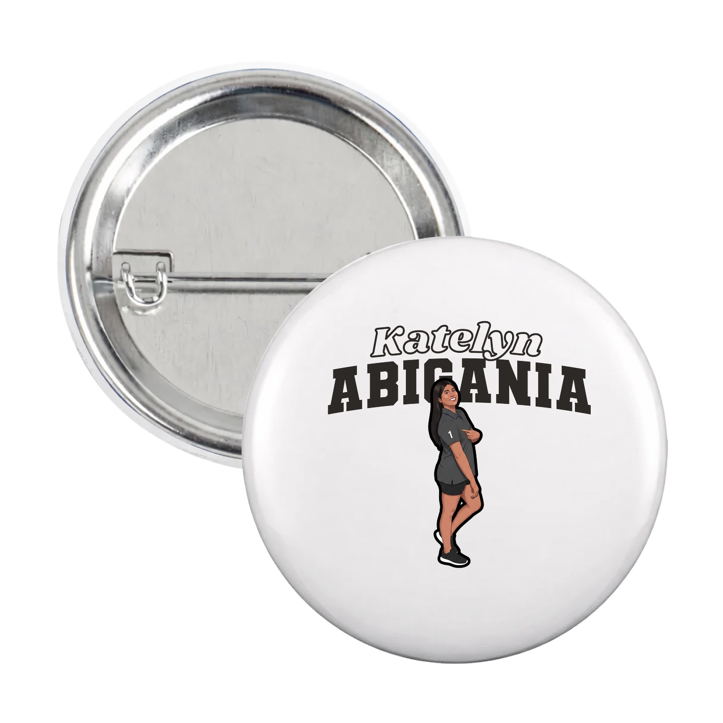 Game Day Button — Name Arch in White