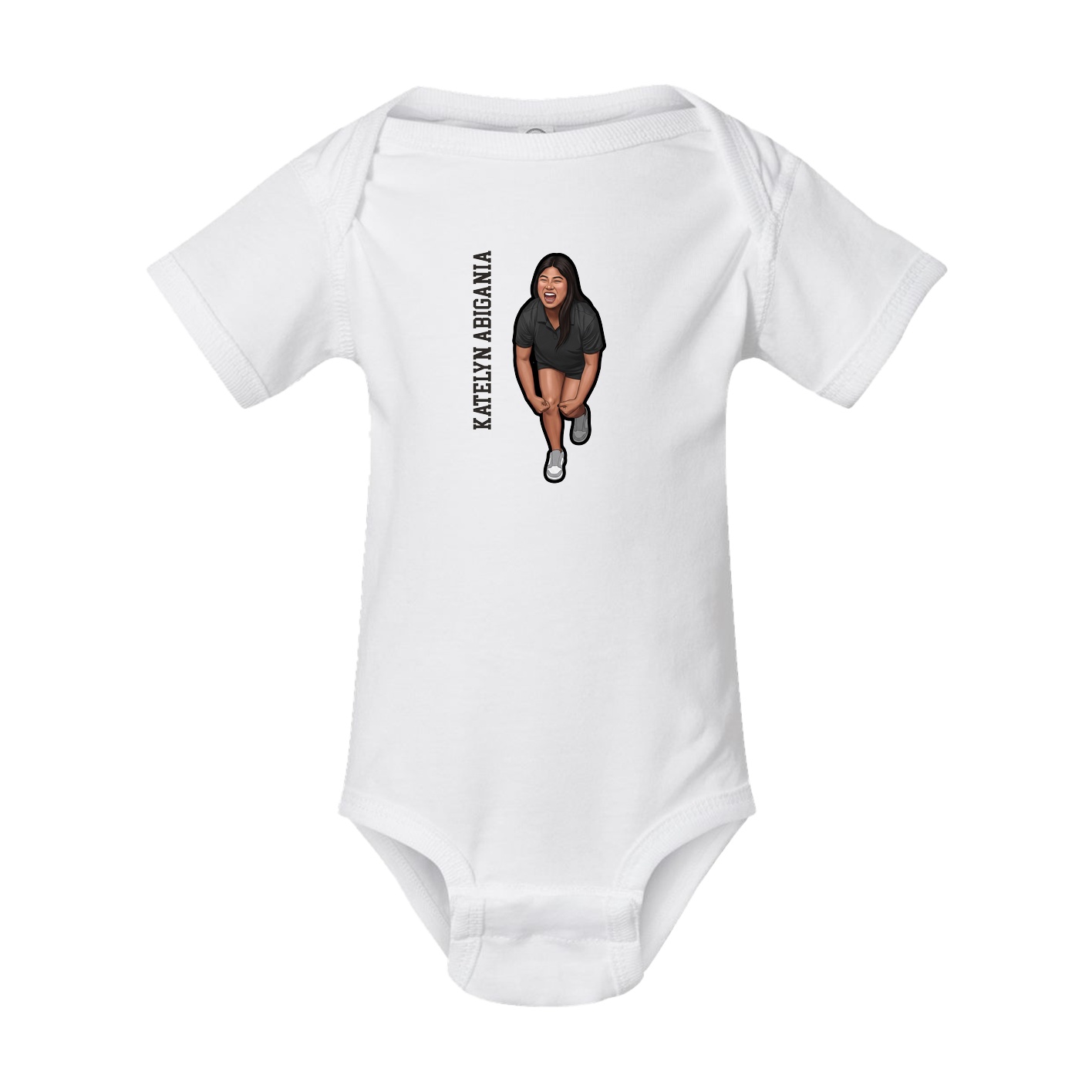 Baby Onesie — Name Vertical in White