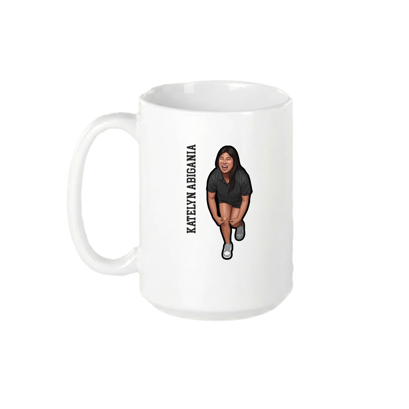 15oz Coffee Mug — Name Vertical in White