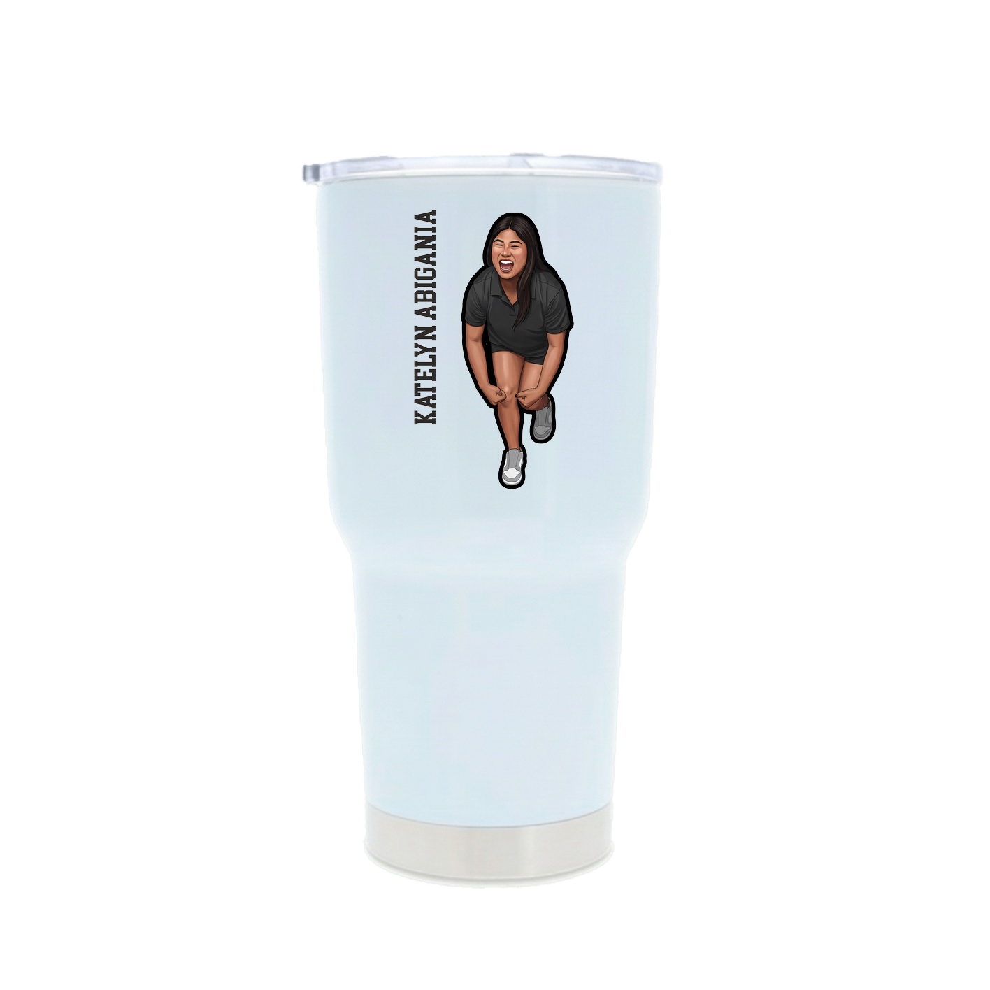 30oz Stainless Steel Tumbler — Name Vertical in White