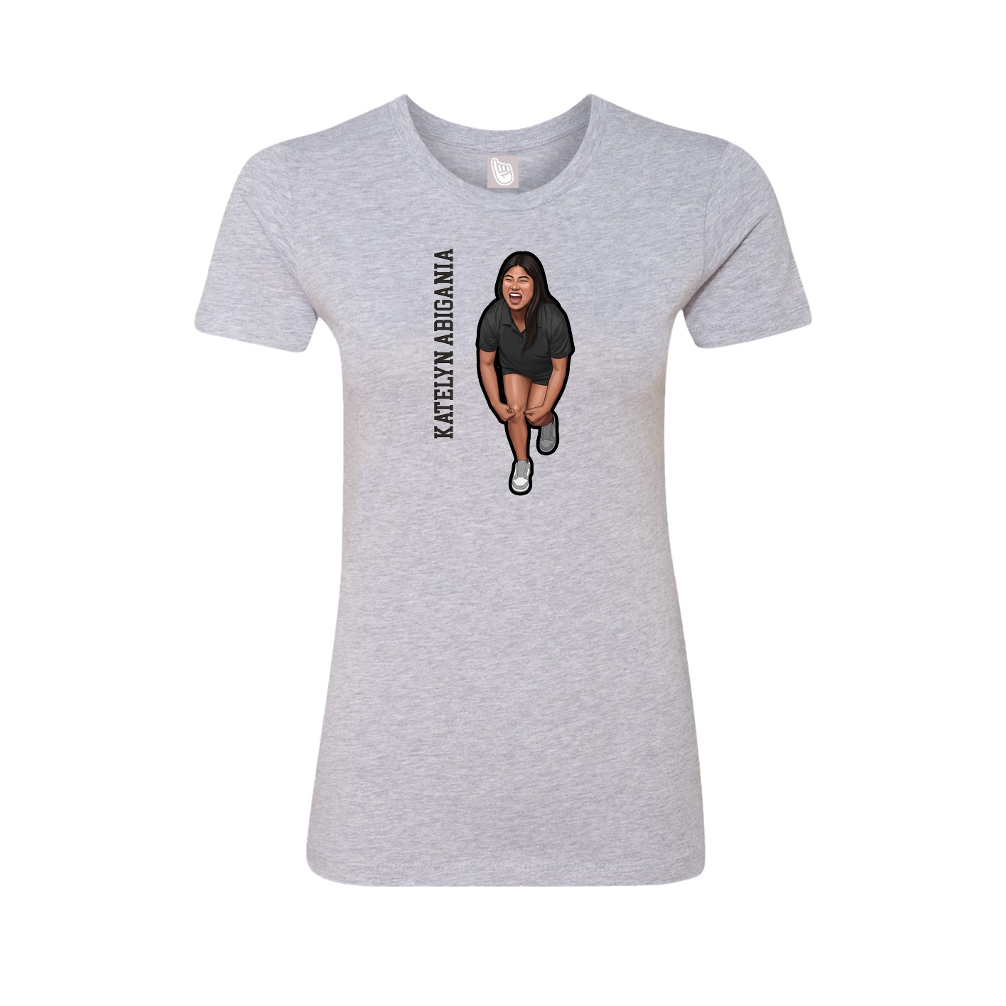 Womens Tee — Name Vertical in Grey