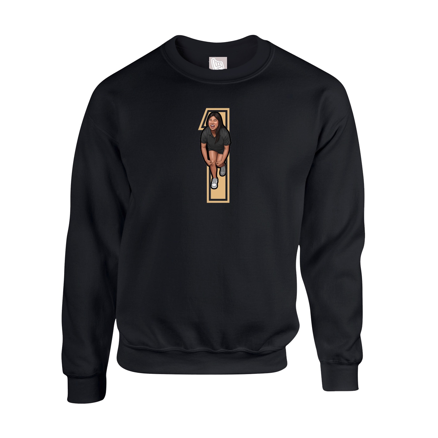 Fleece Crew — Number in Black