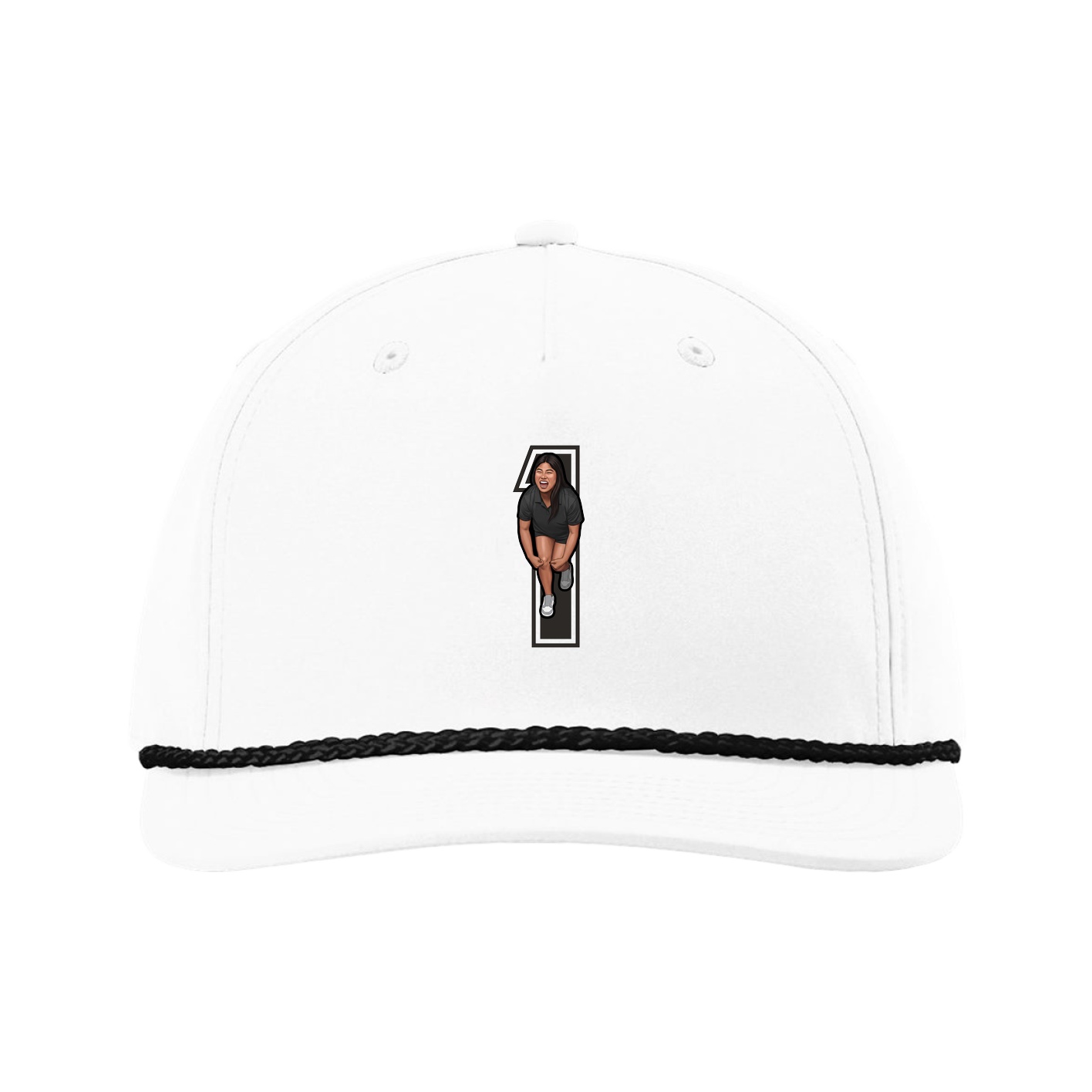 Five-Panel Classic Rope Cap — Number in White