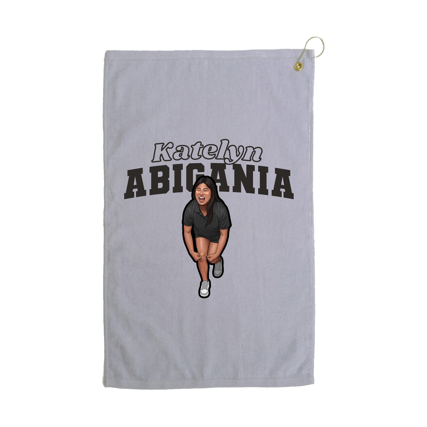 Golf Towel — Name Arch in Grey