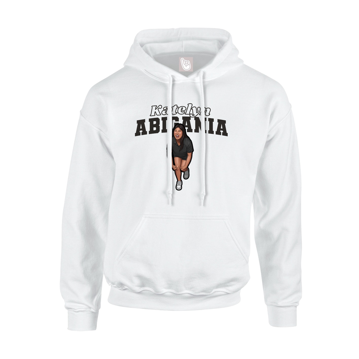 Youth Hoodie — Name Arch in White