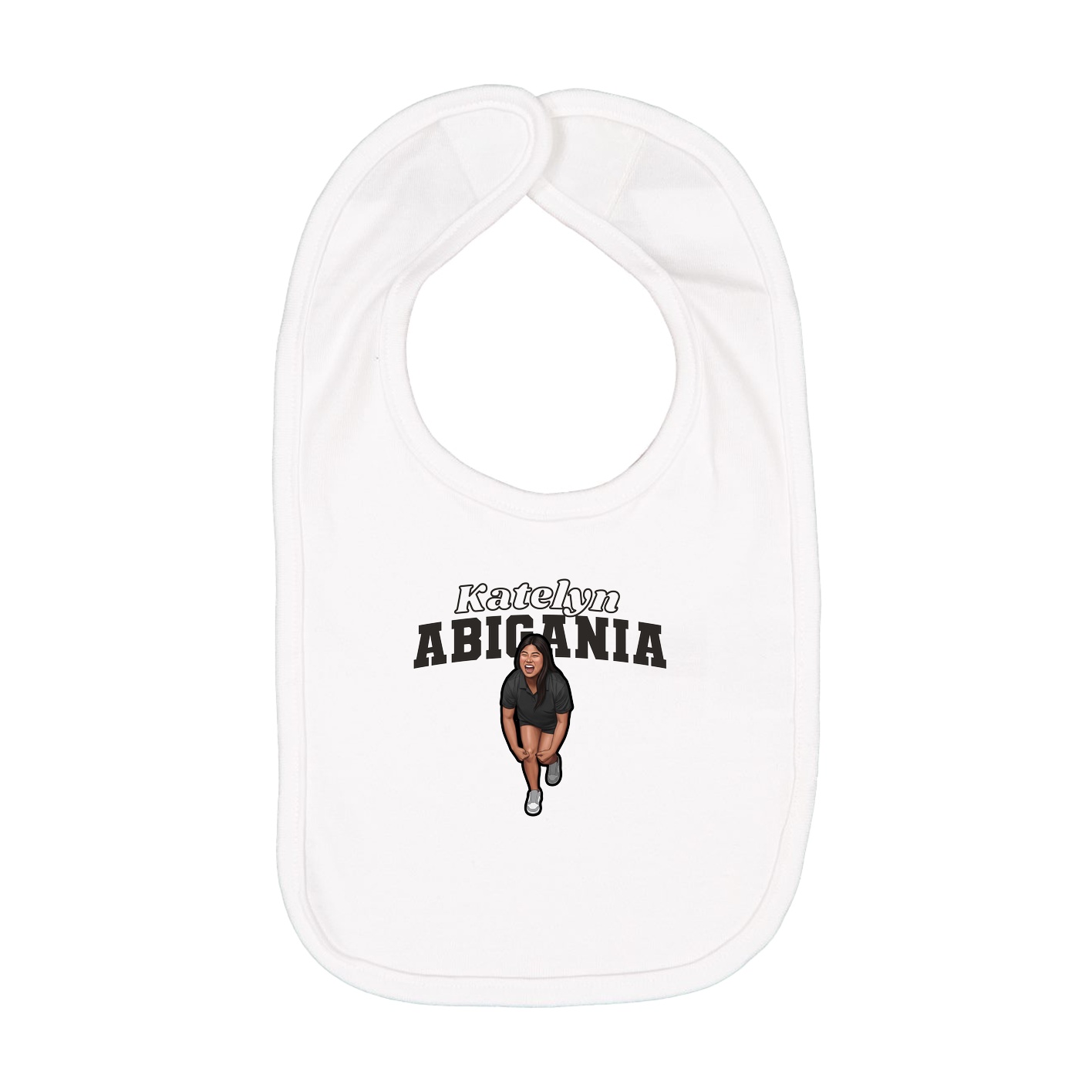 Infant Bib — Name Arch in White