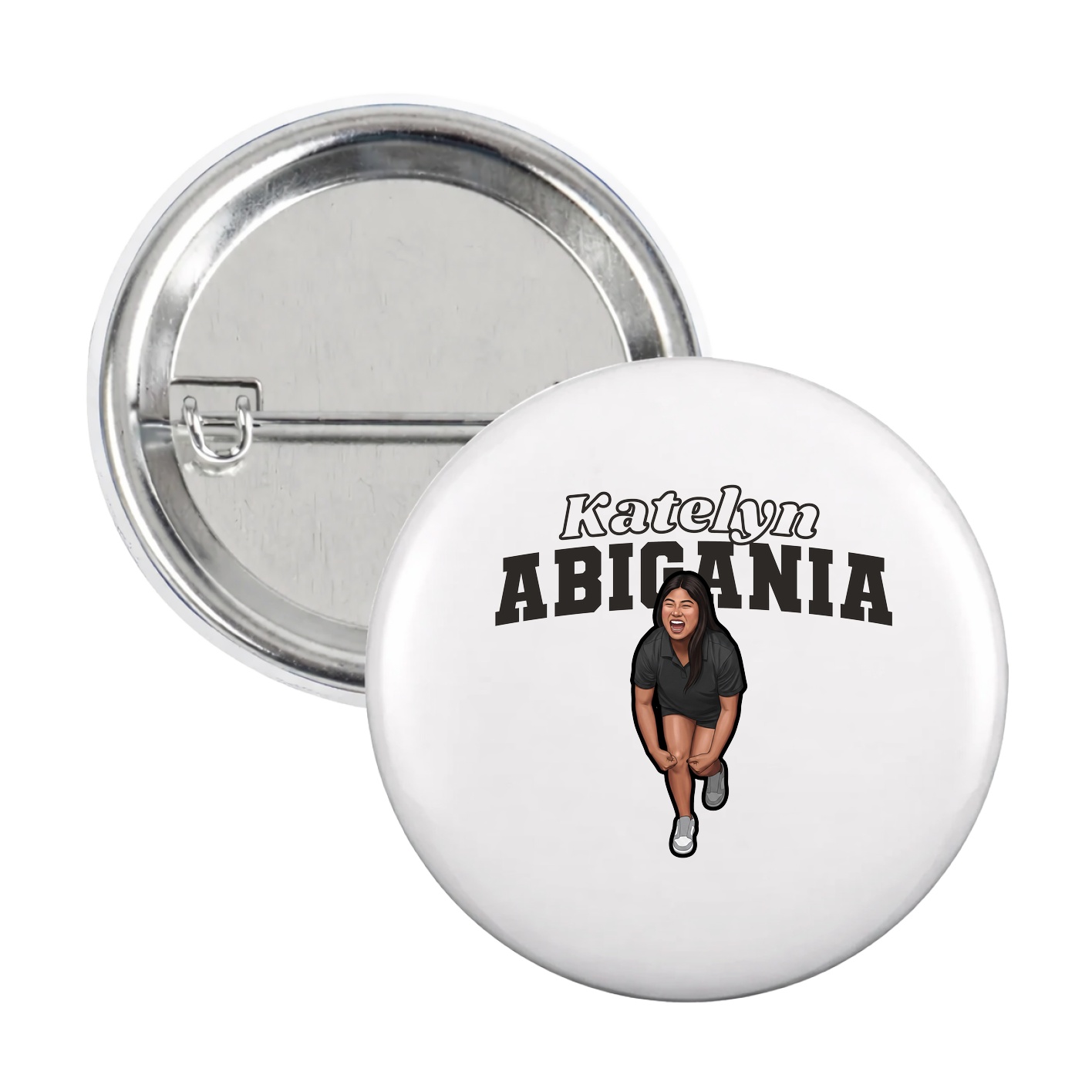 Game Day Button — Name Arch in White
