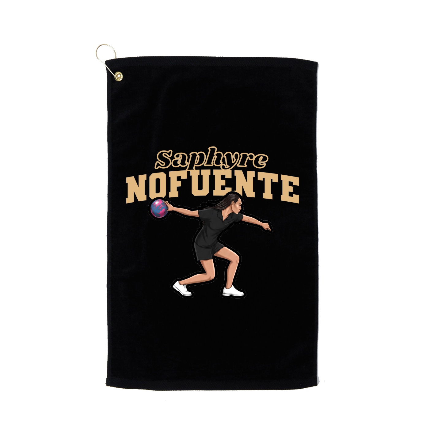 Golf Towel — Name Arch in Black