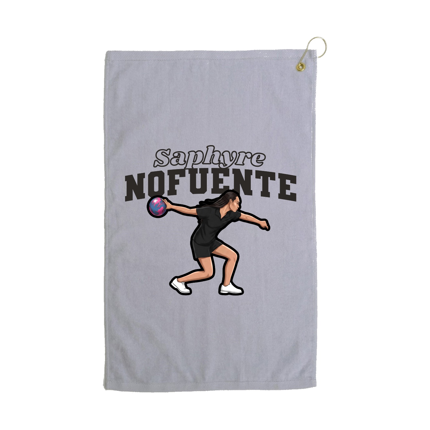Golf Towel — Name Arch in Grey