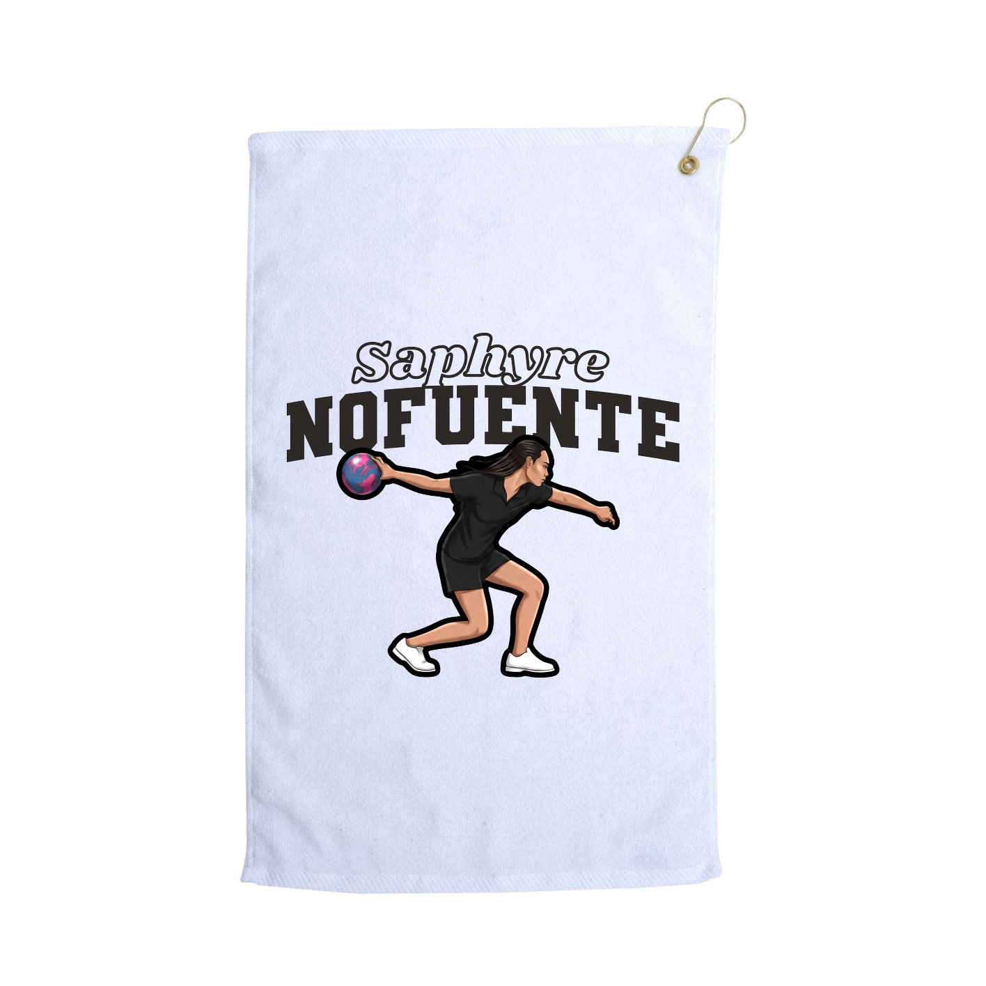 Golf Towel — Name Arch in White