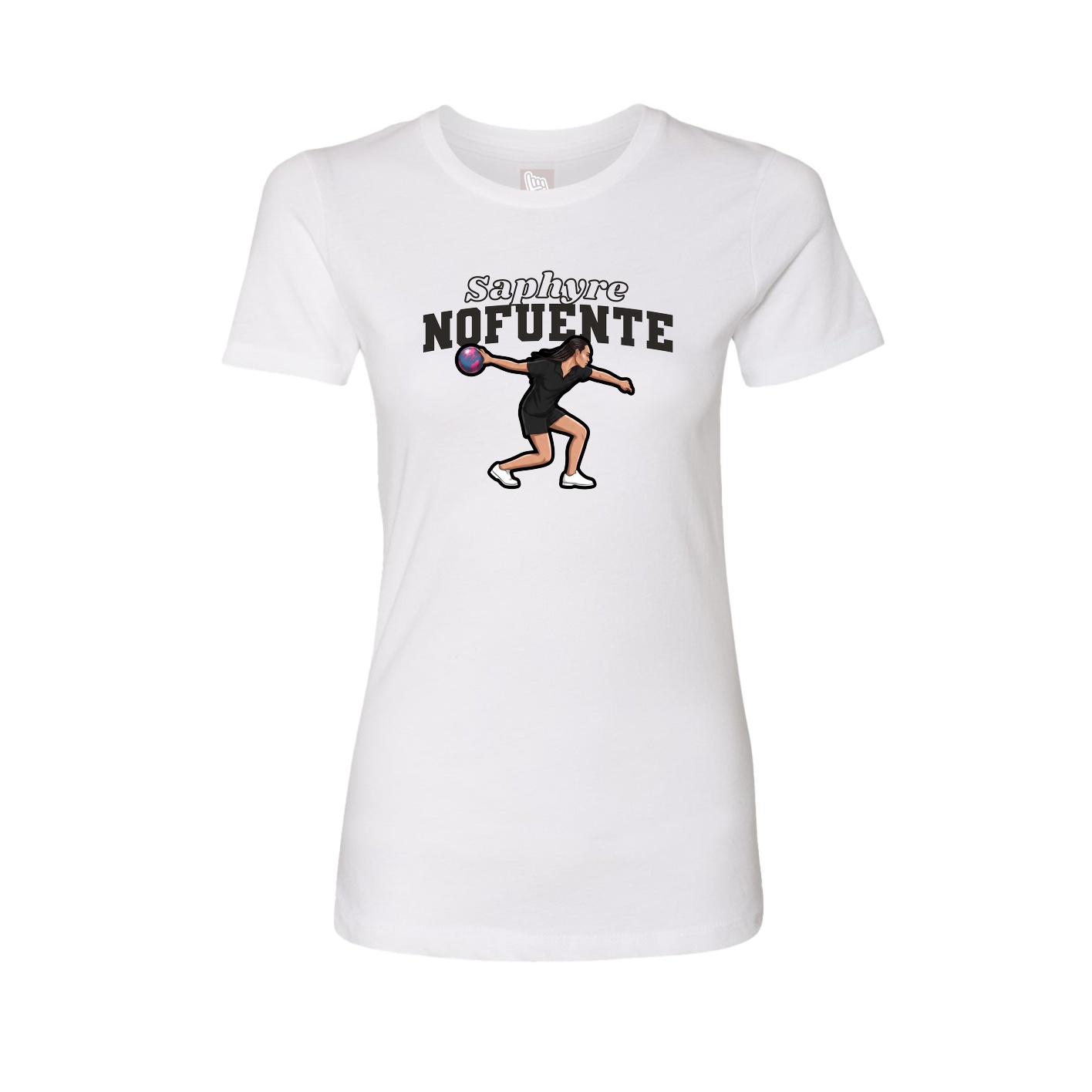 Womens Tee — Name Arch in White