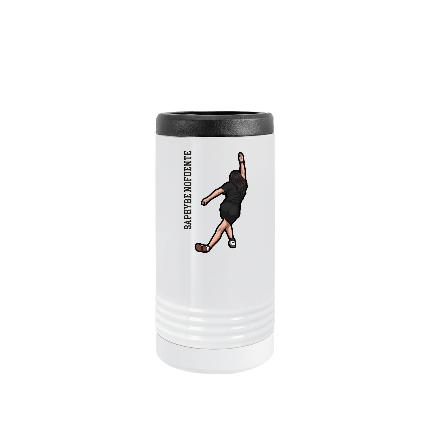 Slim Beverage Holder — Name Vertical in White
