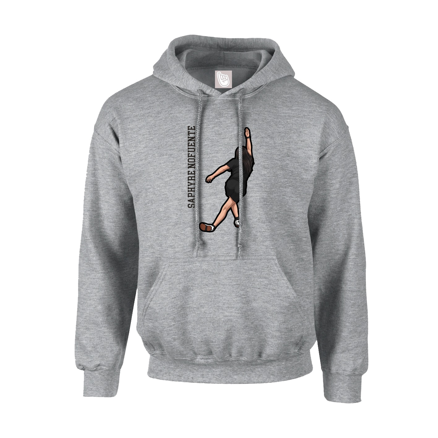 Youth Hoodie — Name Vertical in Grey