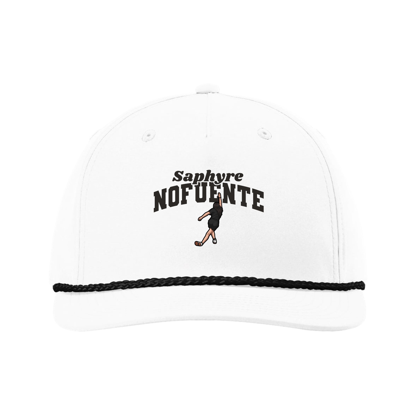 Five-Panel Classic Rope Cap — Signature Arch in White