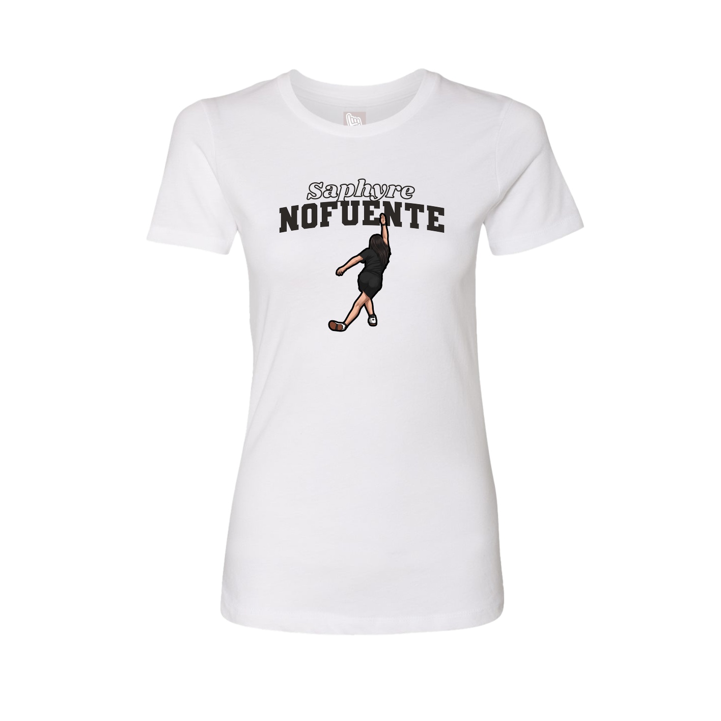 Womens Tee — Name Arch in White