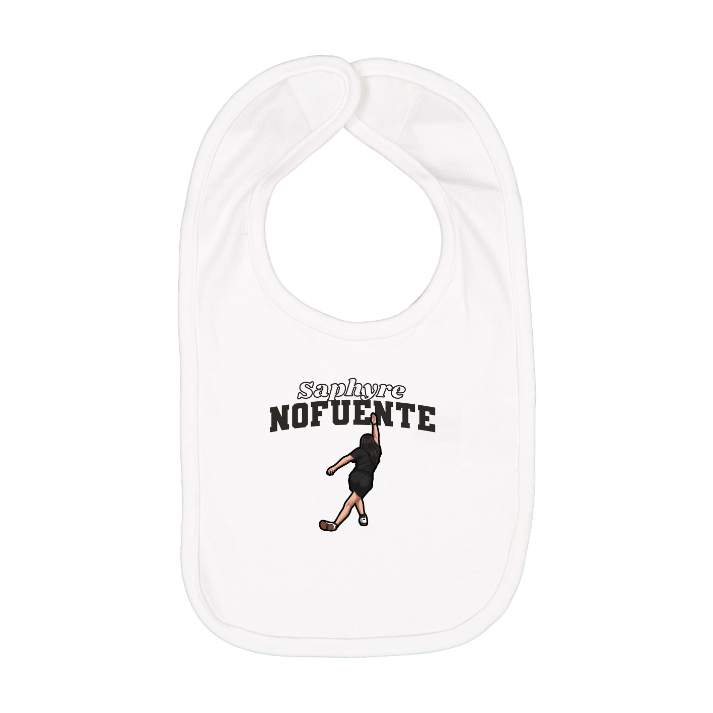 Infant Bib — Name Arch in White