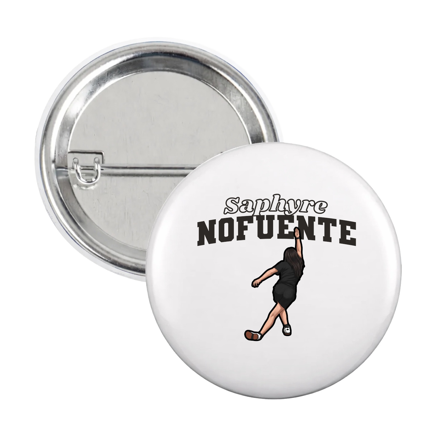 Game Day Button — Name Arch in White