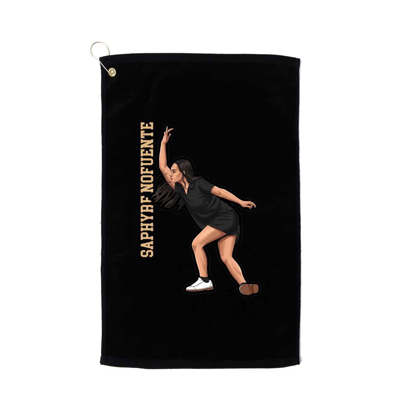 Golf Towel — Name Vertical in Black