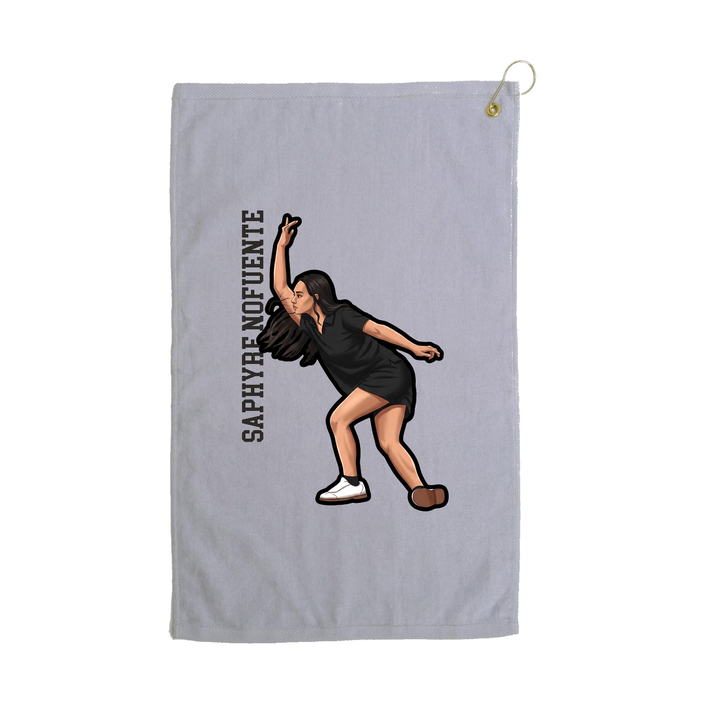 Golf Towel — Name Vertical in Grey