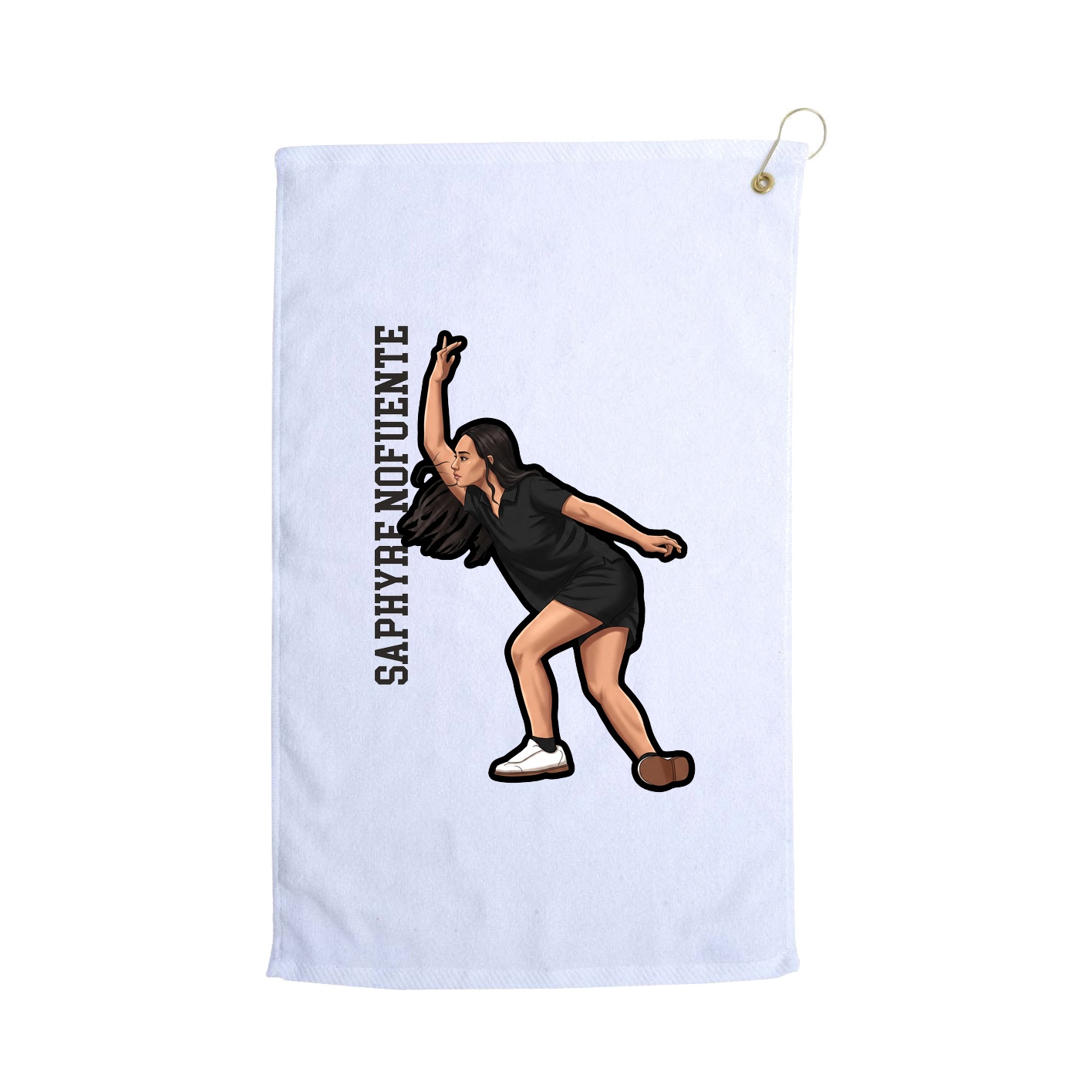 Golf Towel — Name Vertical in White