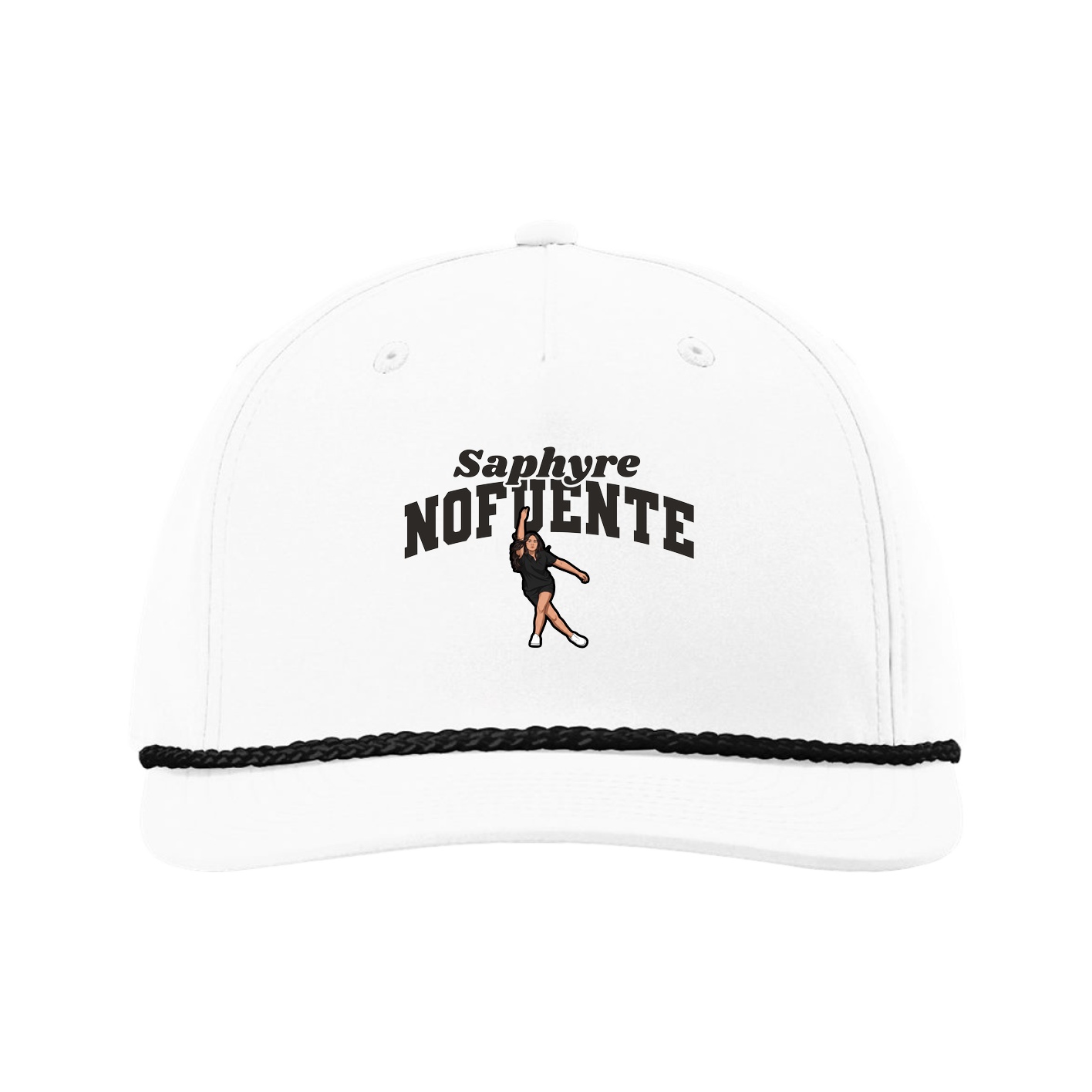Five-Panel Classic Rope Cap — Signature Arch in White