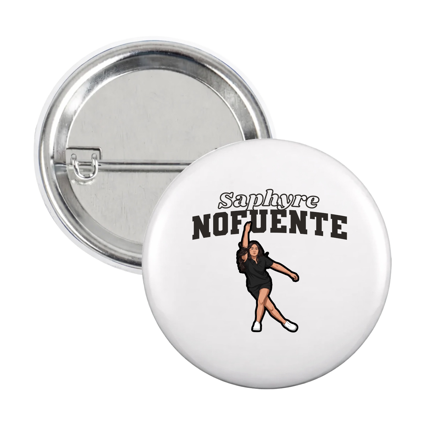 Game Day Button — Name Arch in White