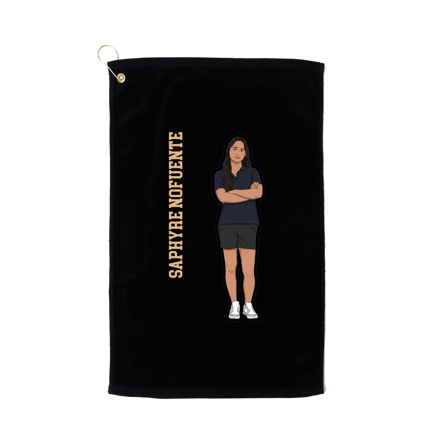 Golf Towel — Name Vertical in Black
