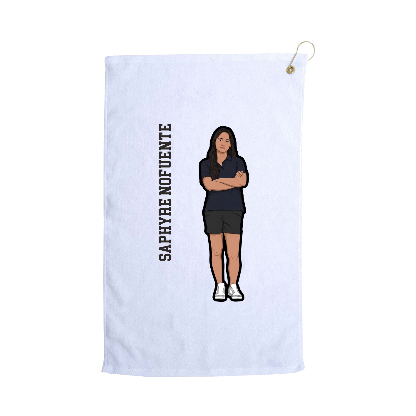 Golf Towel — Name Vertical in White