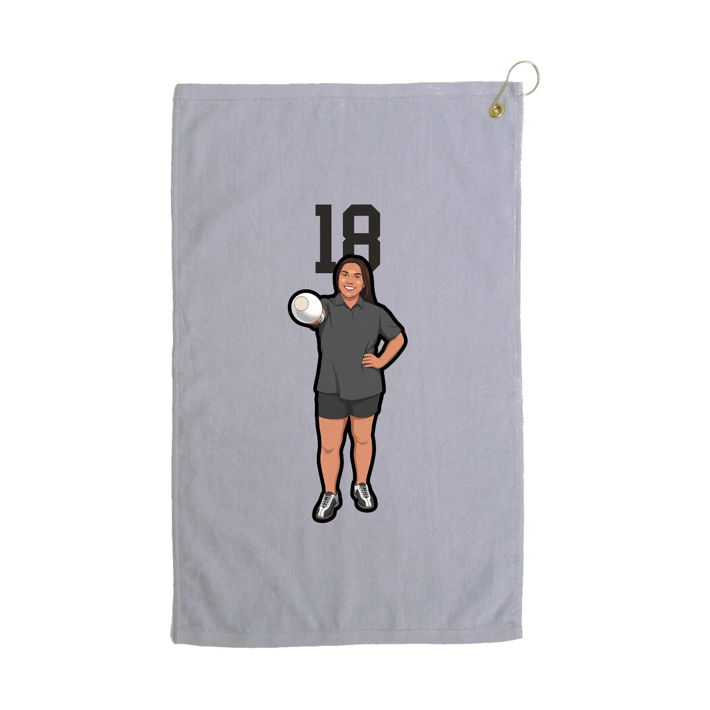 Golf Towel — Number Top in Grey