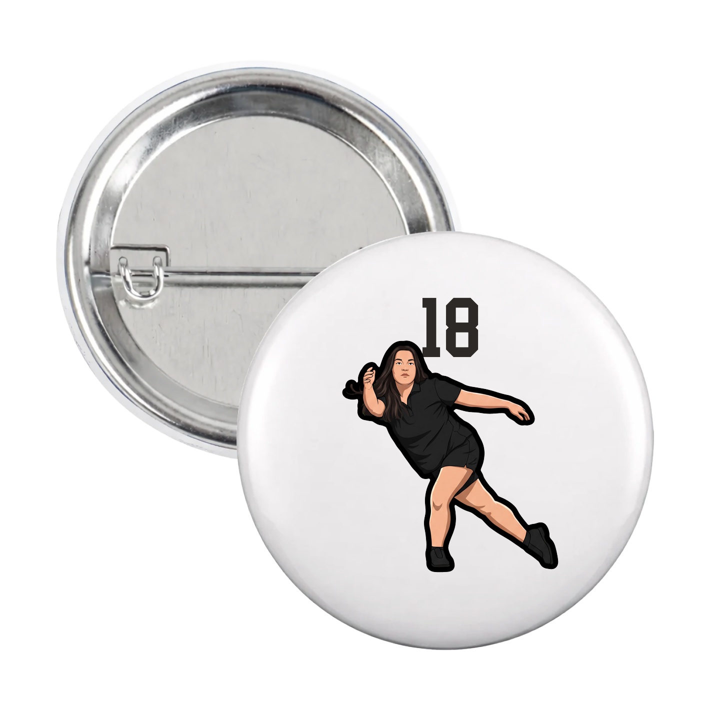 Game Day Button — Number Top in White
