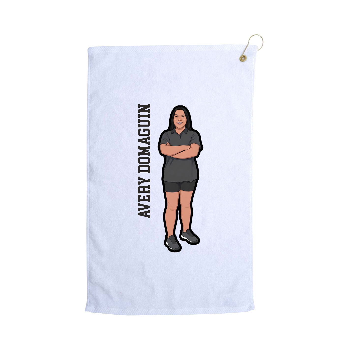 Golf Towel — Name Vertical in White