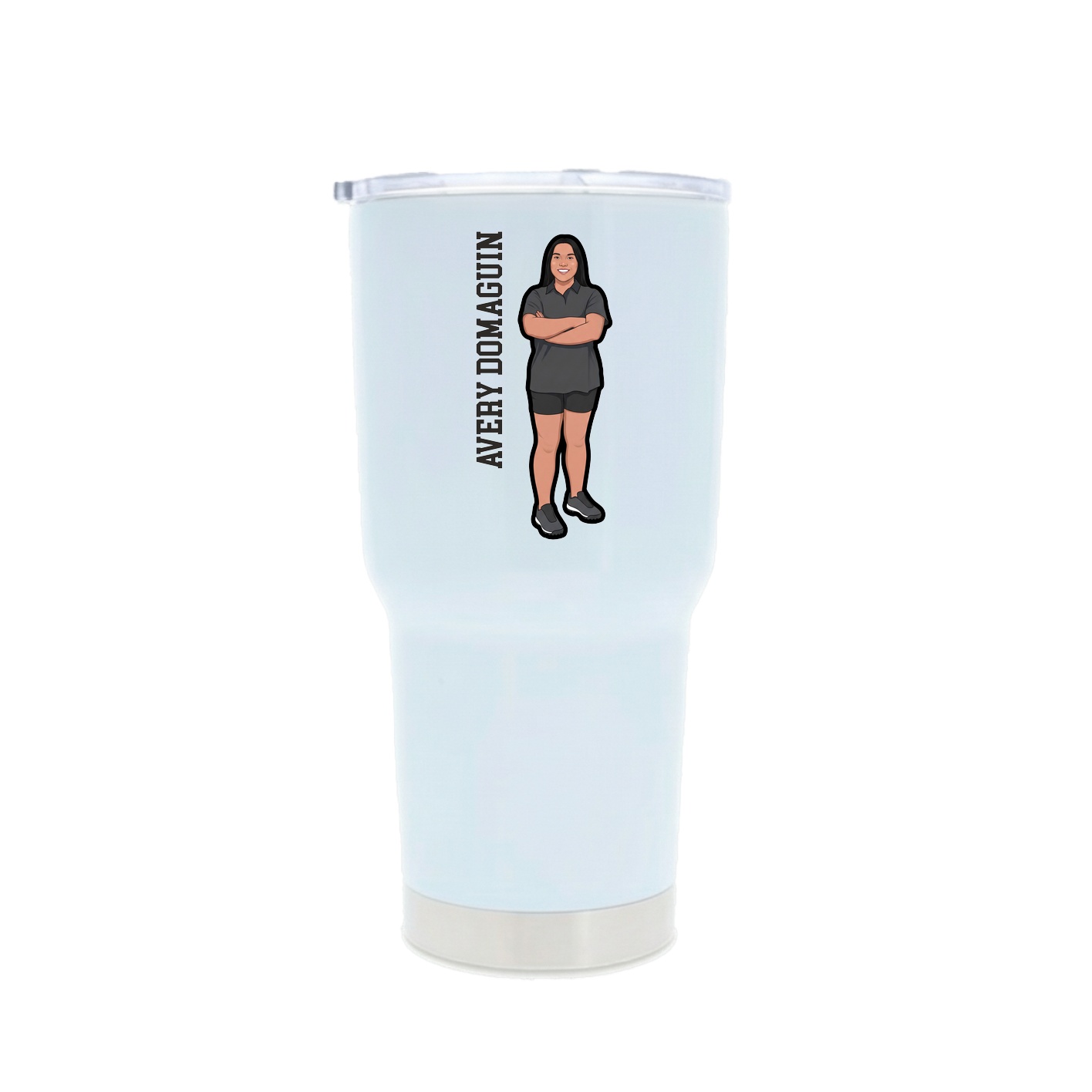 30oz Stainless Steel Tumbler — Name Vertical in White