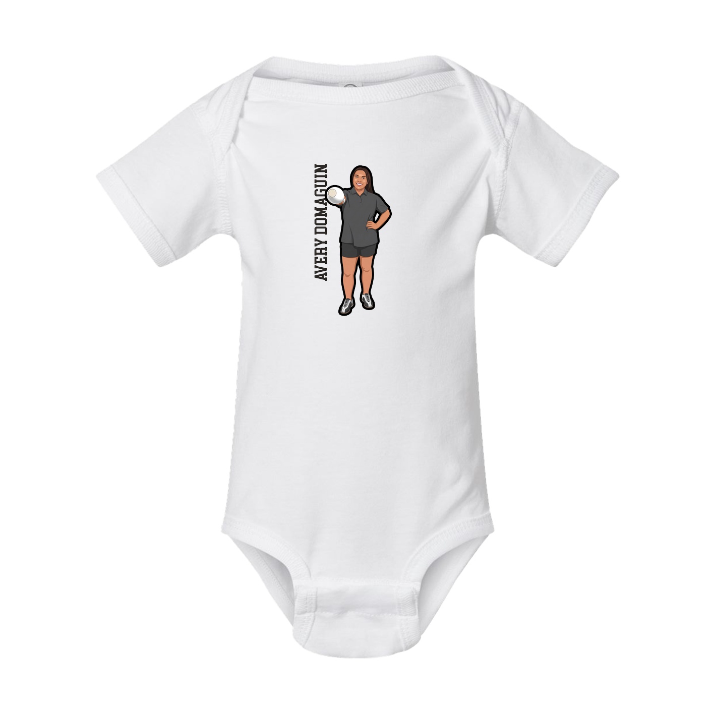 Baby Onesie — Name Vertical in White