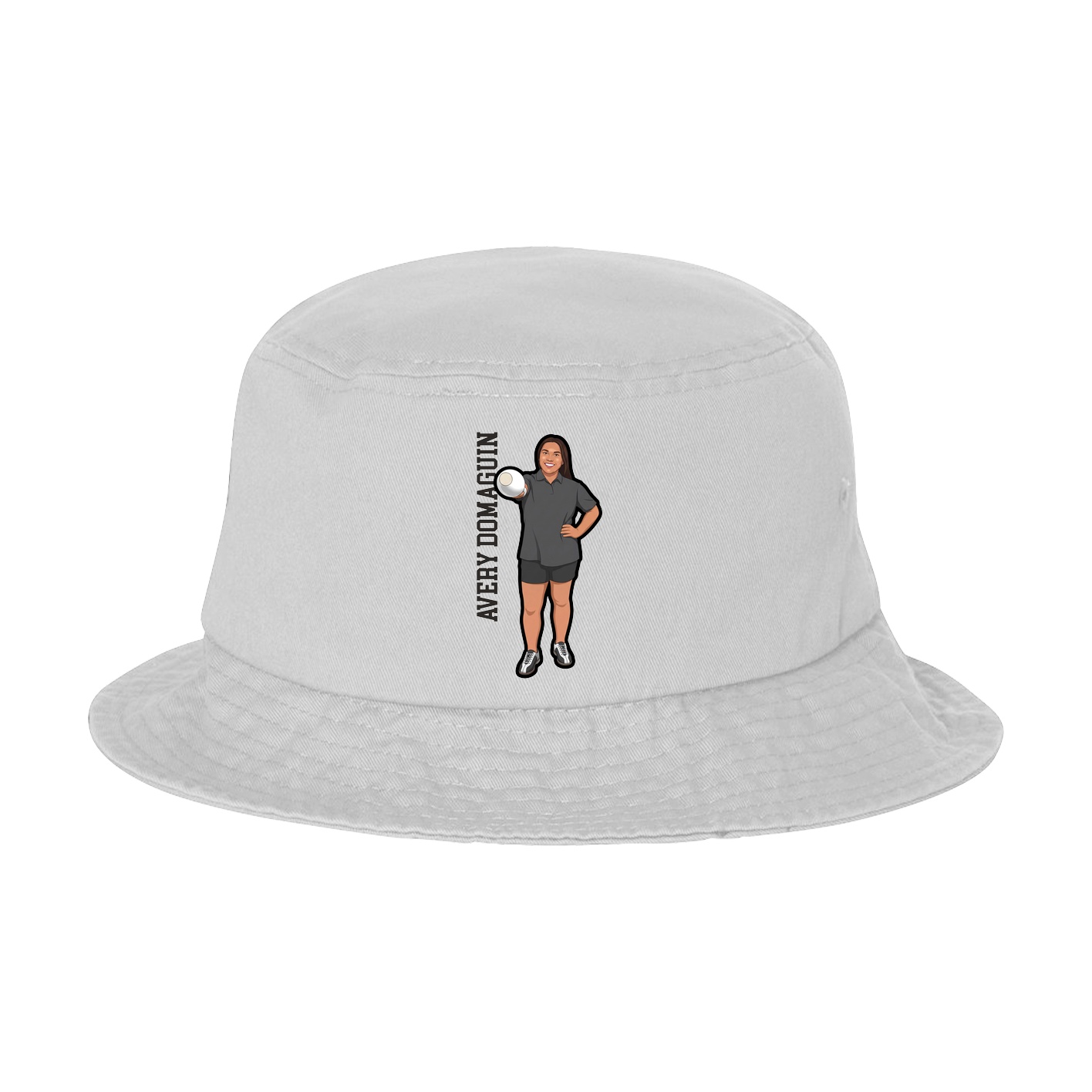 Bucket Cap — Name Vertical in White